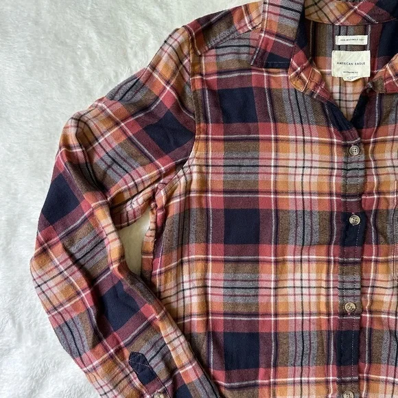 American Eagle Outfitters Plaid Button Down Shirt - Red and Black - Picture 2 of 6